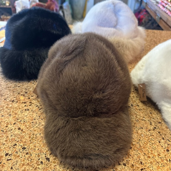 Faux Fur Baseball Caps in Assorted Colors, white, brown and black. $45 each - Picture 4 of 4